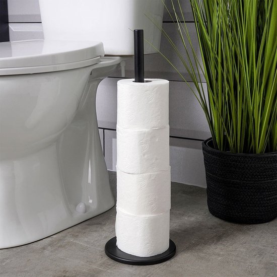 Toiletrolhouder Mat Zwart - RVS - 47 cm x 15 cm