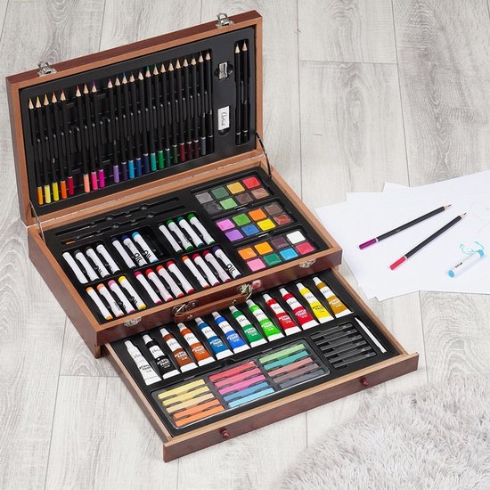 Ensemble de peinture 112 pièces/ensemble de dessin/boîte de peinture dans un étui