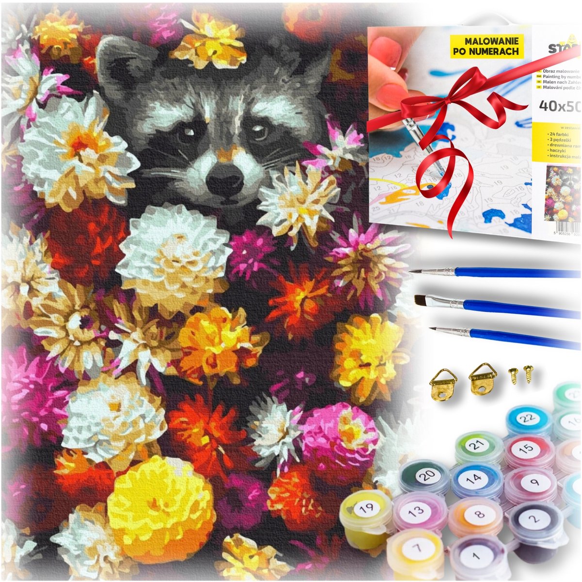 Starky - Schilderset - Szop in Bloemen - 40x50 cm - Compleet Set