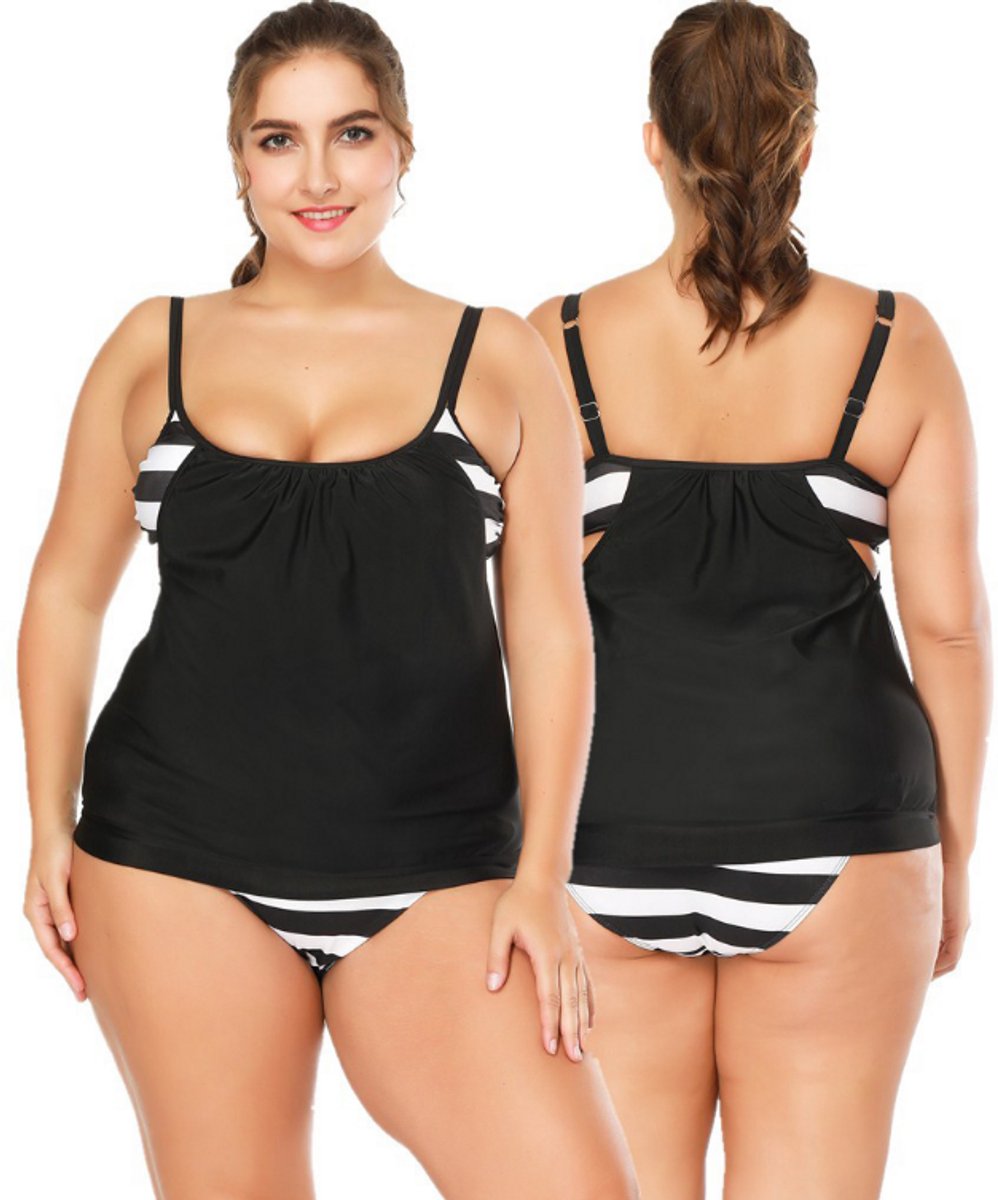 Sapphire Serie - Tankini Zwempak - Grootformaat - Zwart - Zwangerschap