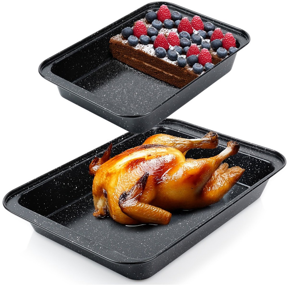 Braadslede Graniet 28x19 / 37,5x25,5 cm 2 stuks - Ovenschaal - Braadpan