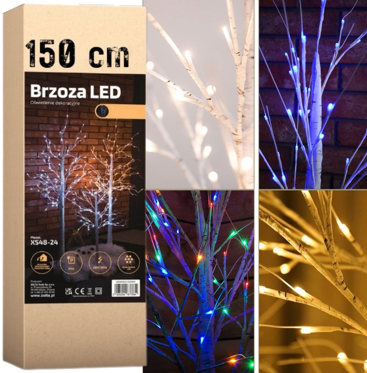 Zolta - Feestdecoratie Kevlar Brzoza - 150 cm - 72 LED - Waterdicht