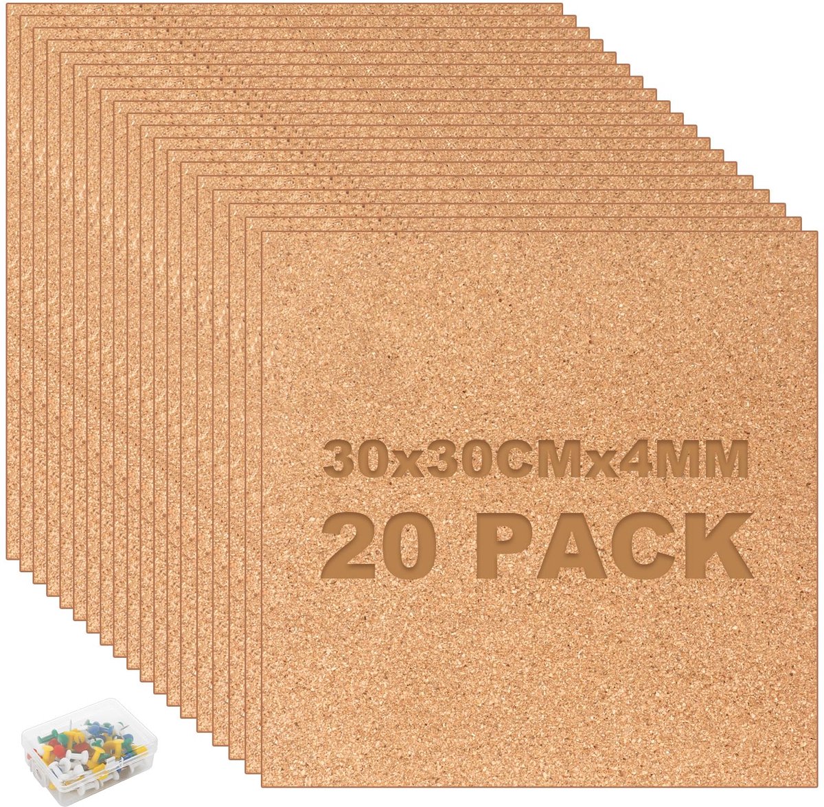 IMPERATORIS® Prikbord van Kurk - Wandboard/Kurkbord - Voor Kantoor School en Thuis - 30 x 30 cm