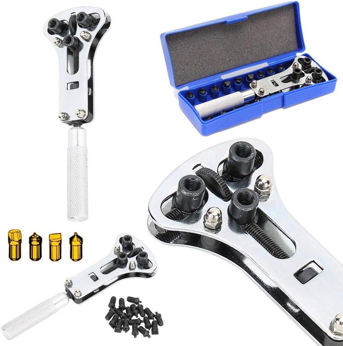 Allecta - Verstelbare horlogereparatieset met kastopener en batterij vervangen