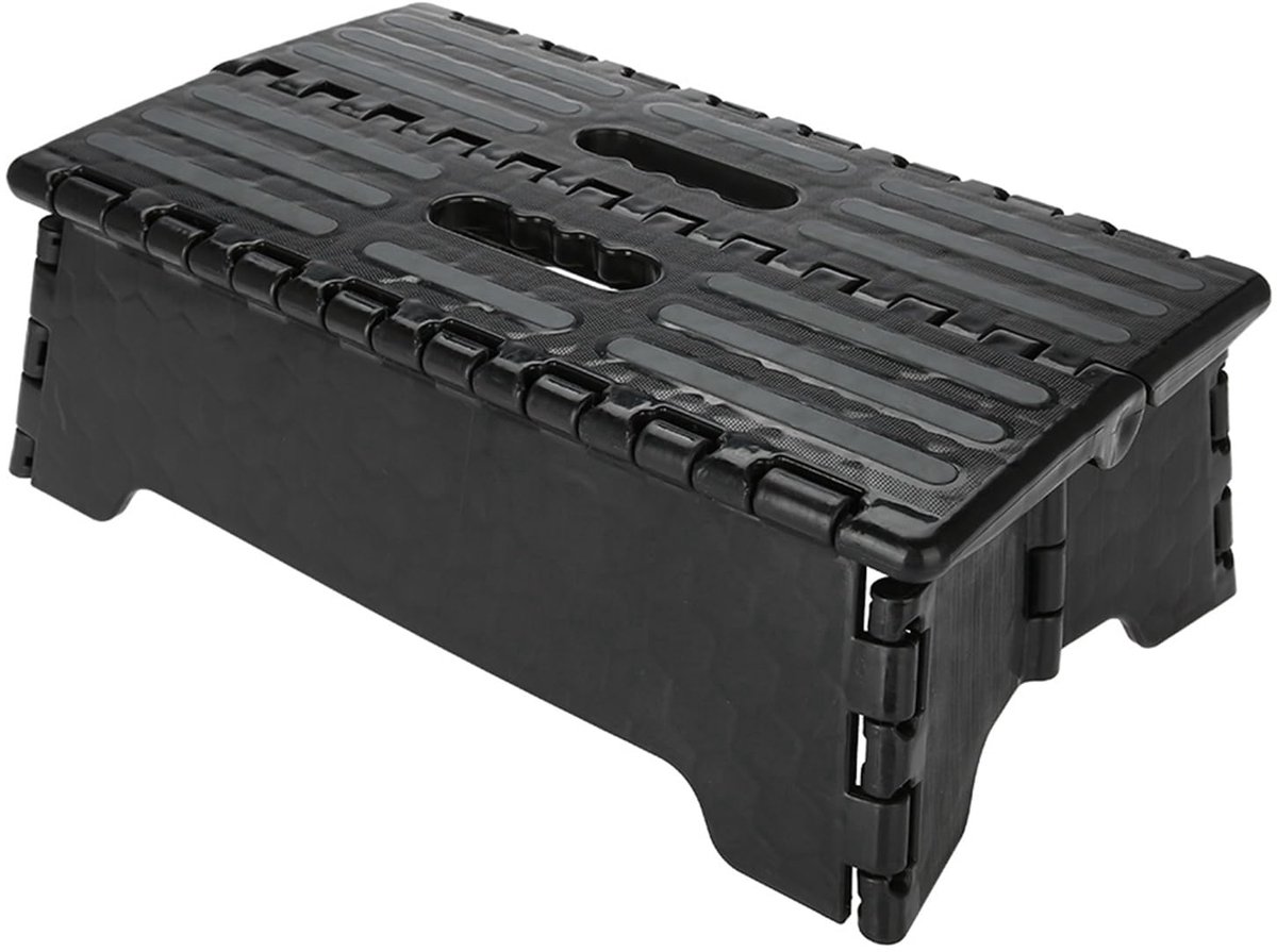 Opvouwbare trap, duurzame kunststof trapladder, draagbare zwarte trapladder, veiliger voor ouderen, zwart 38x21,5x13