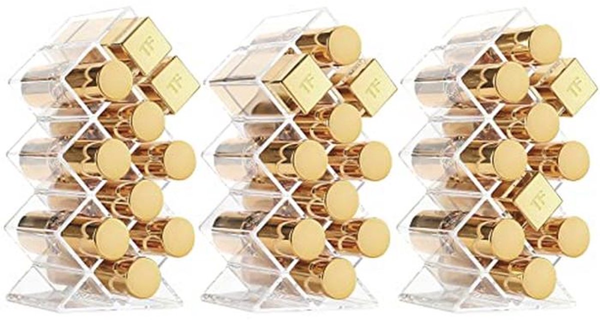Transparante Lipstick Organizer - 3 Stuks Opbergdoos voor Lippenstift en Lipgloss