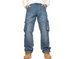 Heren Designer Combat Broek Casual Cargo Jeans - Heavy Duty Werkbroek