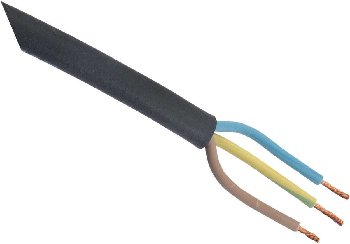 Rubbel kabel - glad - 3 x 1.0 mm² - 100 m - zwart
