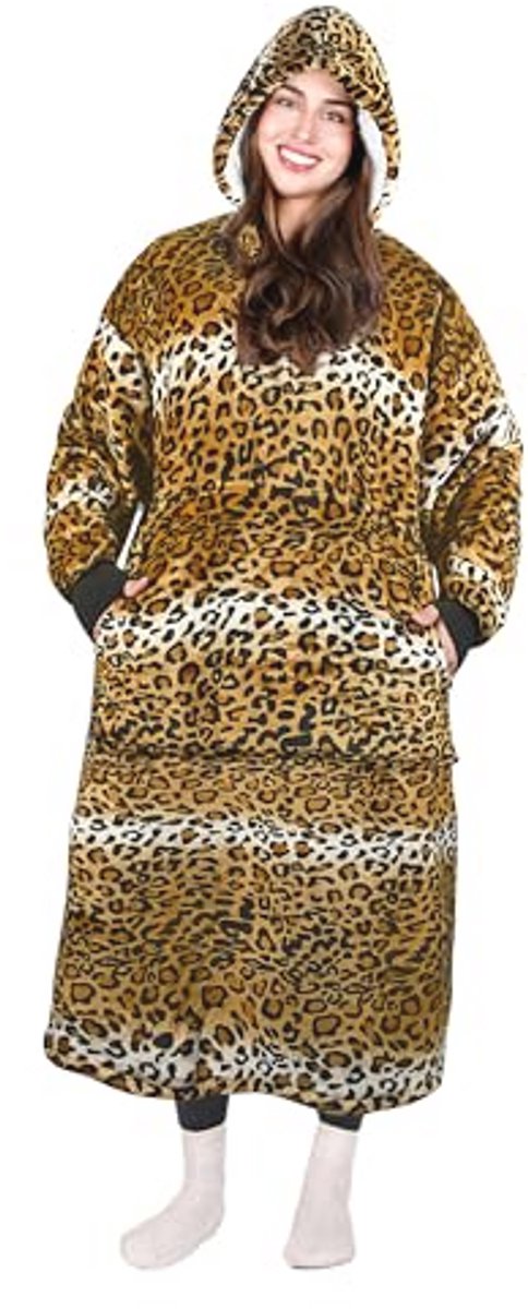 Zachte oversized sherpa hoodie deken voor volwassenen met capuchon en voorzak