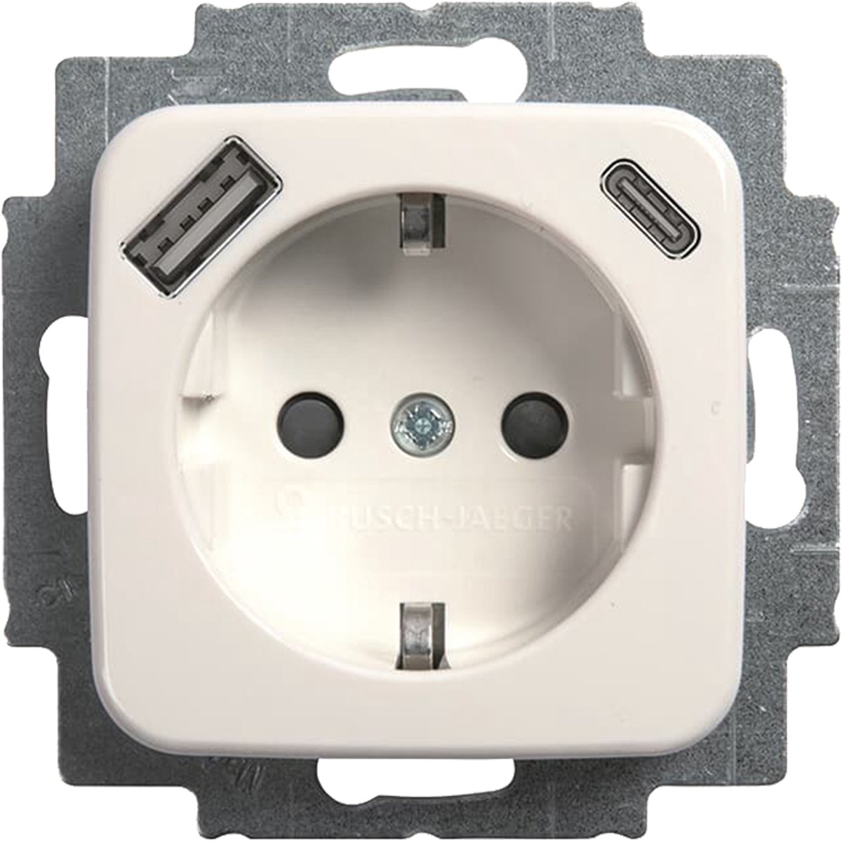 Busch-Jaeger Reflex contactdoos - 1-voudig - randaarde USB A/C - polarwit