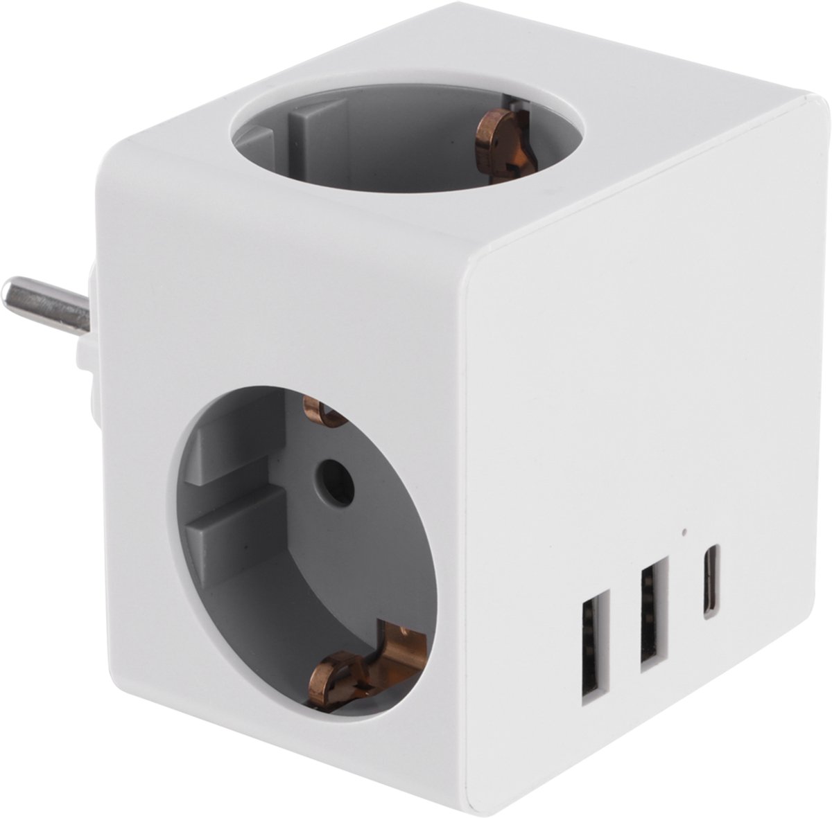 Q-Link verdeelstekker - cube - 3-voudig - randaarde - 2 x USB-A/1 x USB-C