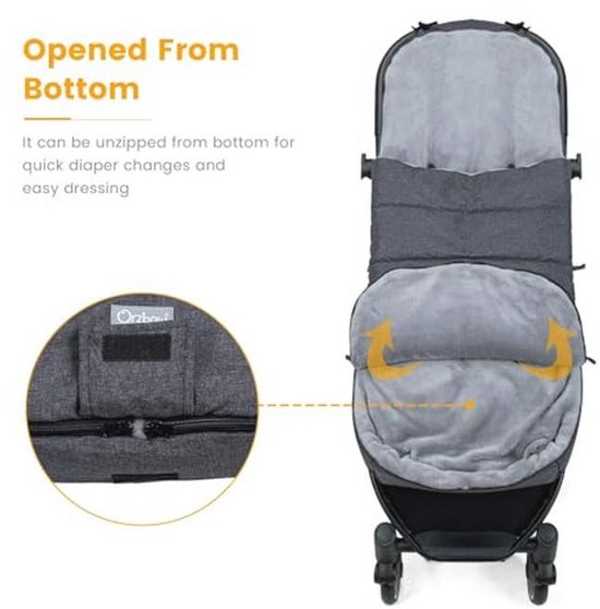Winter Voetenzak voor Kinderwagen - Waterdicht, Winddicht en Machine Wasbaar - Coral Fleece Gevoerd — afbeelding 4