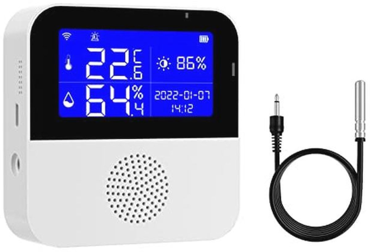 Digitale WiFi thermometer en hygrometer met app-alarm voor nauwkeurige temperatuur- en vochtigheidsmeting