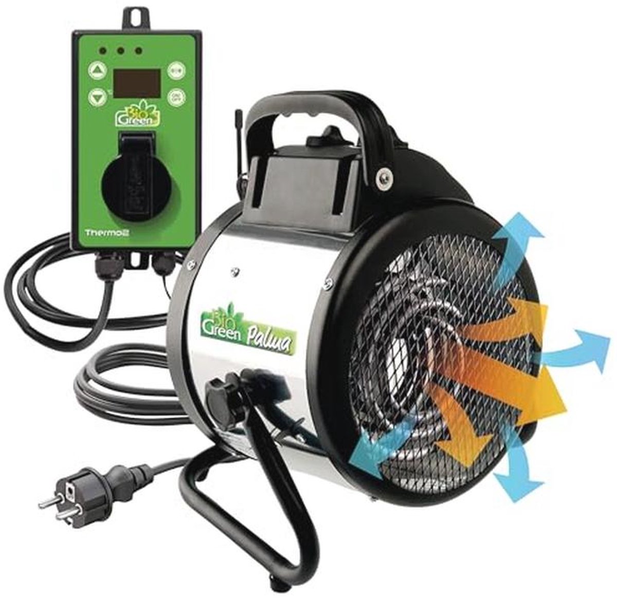 Elektrische Ventilatorverwarming 2000 Watt met Digitale Thermostaat voor Broeikassen