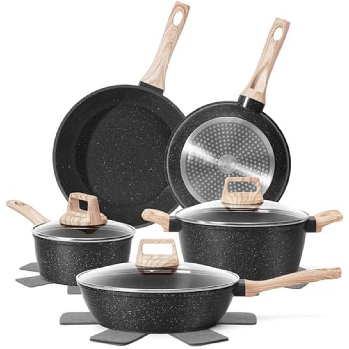 Set van 12 Kookpannen en Koekenpannen - Nonstick Kookgerei voor Inductie