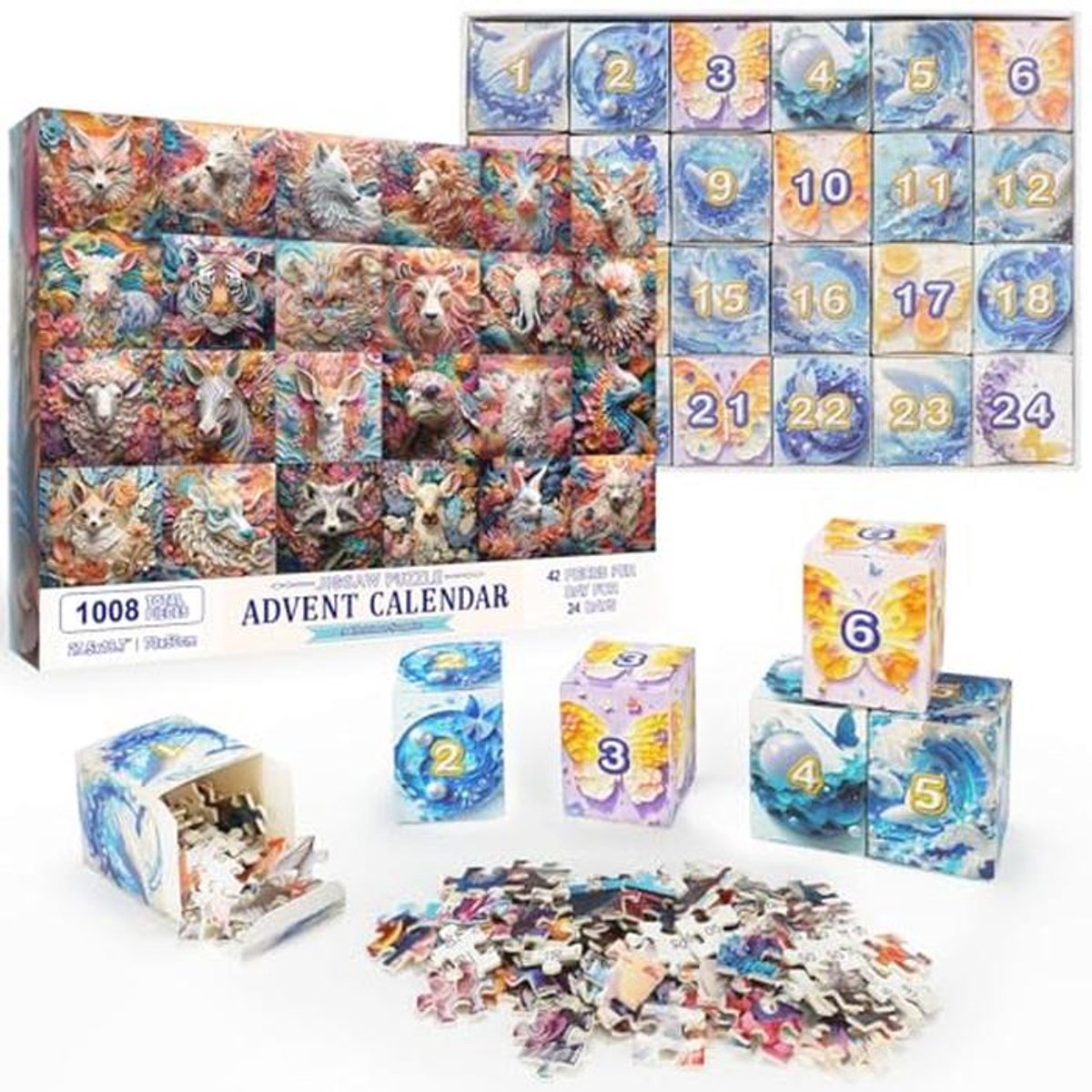 3D Quilling Dieren Adventskalender voor Kerstmis 2024 - Puzzel met 24 Unieke Verrassingen