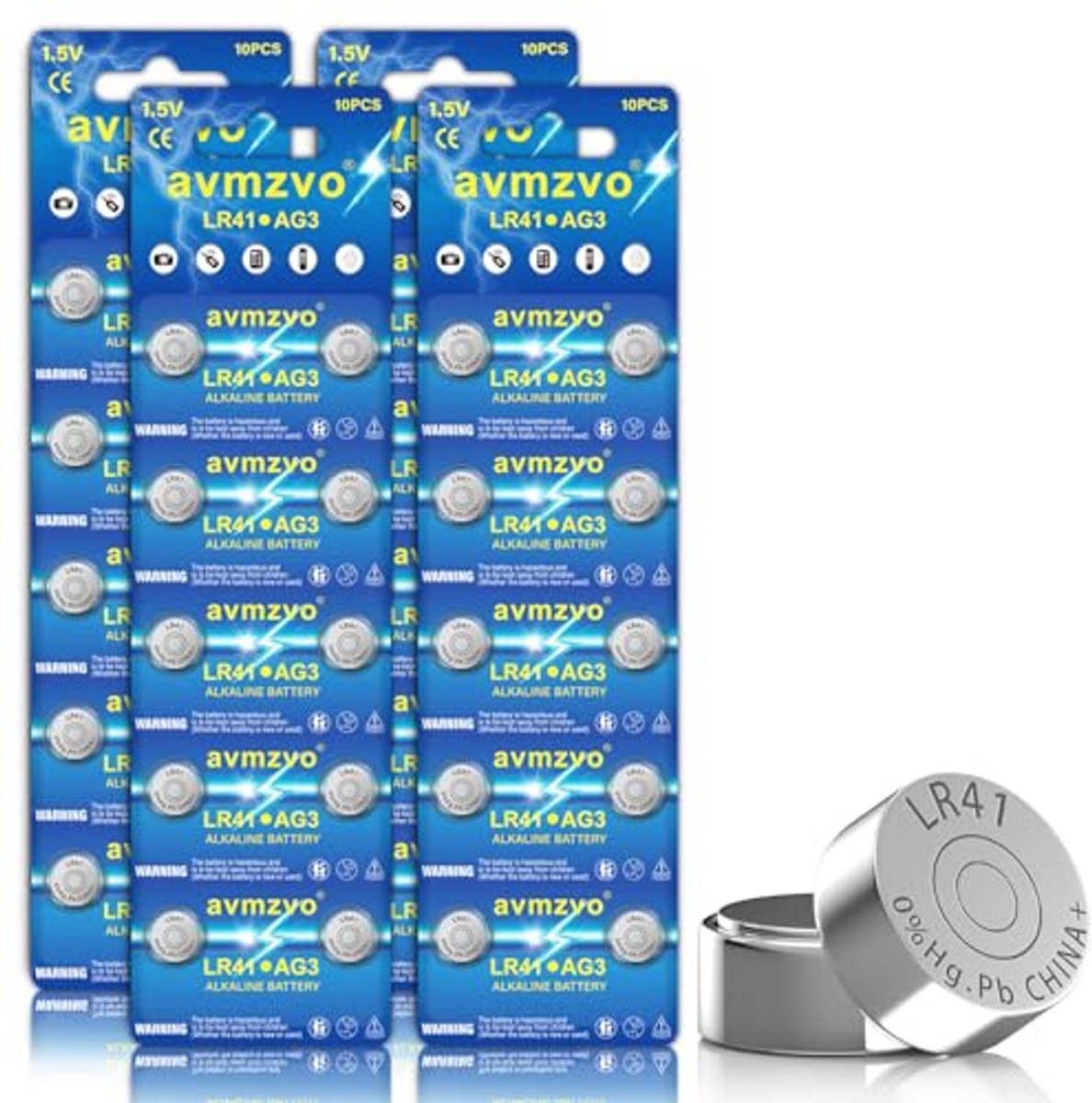 Alkaline Knoopcelbatterijen LR41 1,5V - 40 Stuks, Kwikvrij