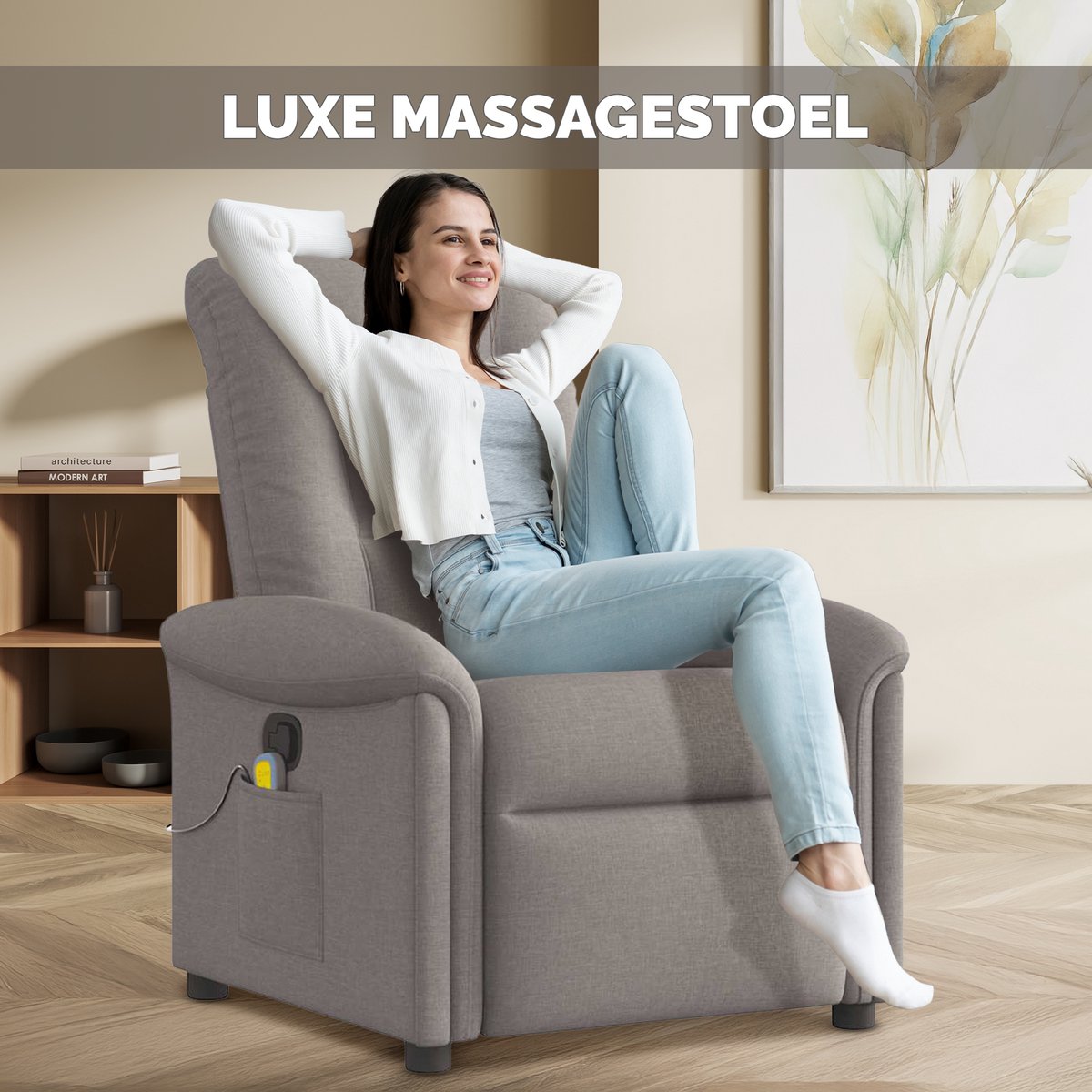 GranMaison Elektrische Massagestoel Taupe 1 Persoon - afbeelding 2
