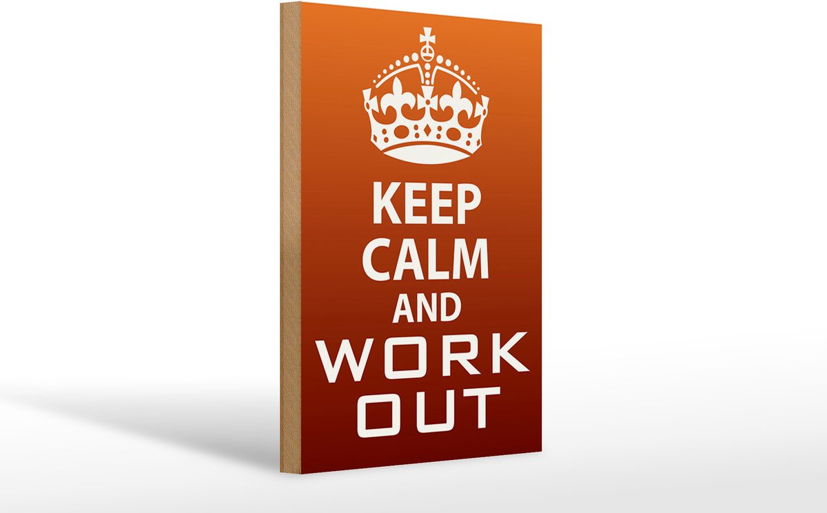 Holzschild Spruch 20x30cm Keep Calm and work out