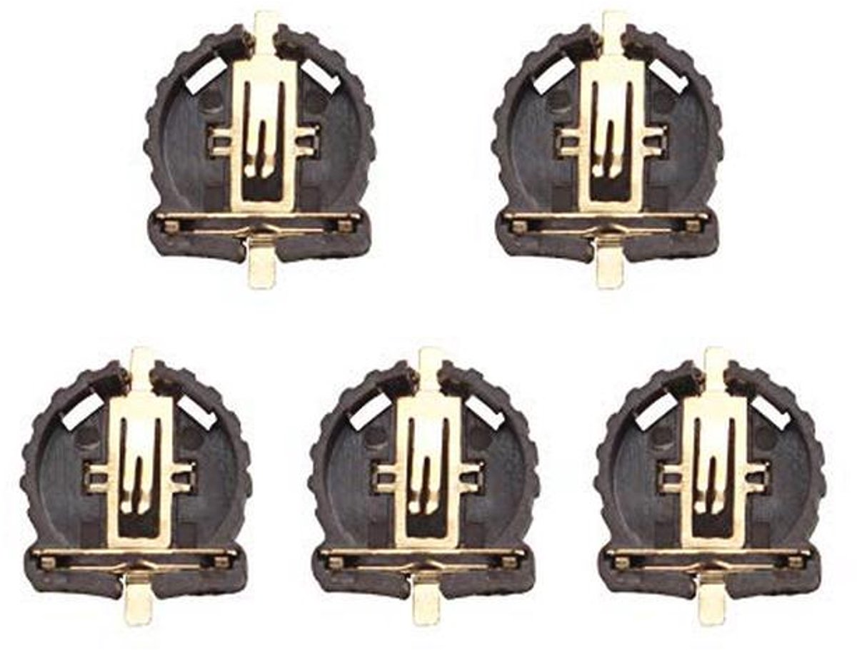 5 Stuks Knoopcel Batterijhouder - Bruin - Perfect voor CR1220 / LIR1220