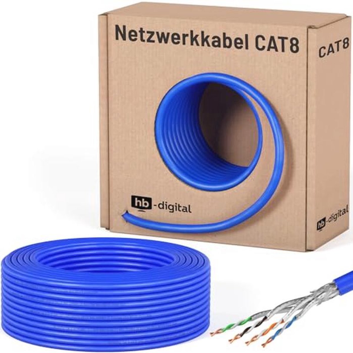 Cat 8.1 Netwerkkabel, 50 m - S/FTP Datakabel tot 40 Gbit/s, Halogeenvrij, LSZH