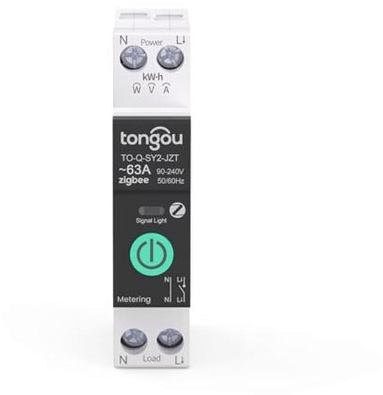 Zigbee stroomonderbreker, schakelaar, smart schakelaar met stroomverbruikmeting en overbelastingsbeveiliging, doe-het-zelf intelligente timer, spraakbesturing, compatibel met Tuya/Smart Life-app