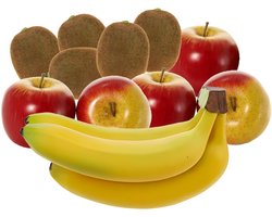 Bellatio Design Kunstfruit - fruitschaal decoratie set - bananen - appels - kiwi's - fruit