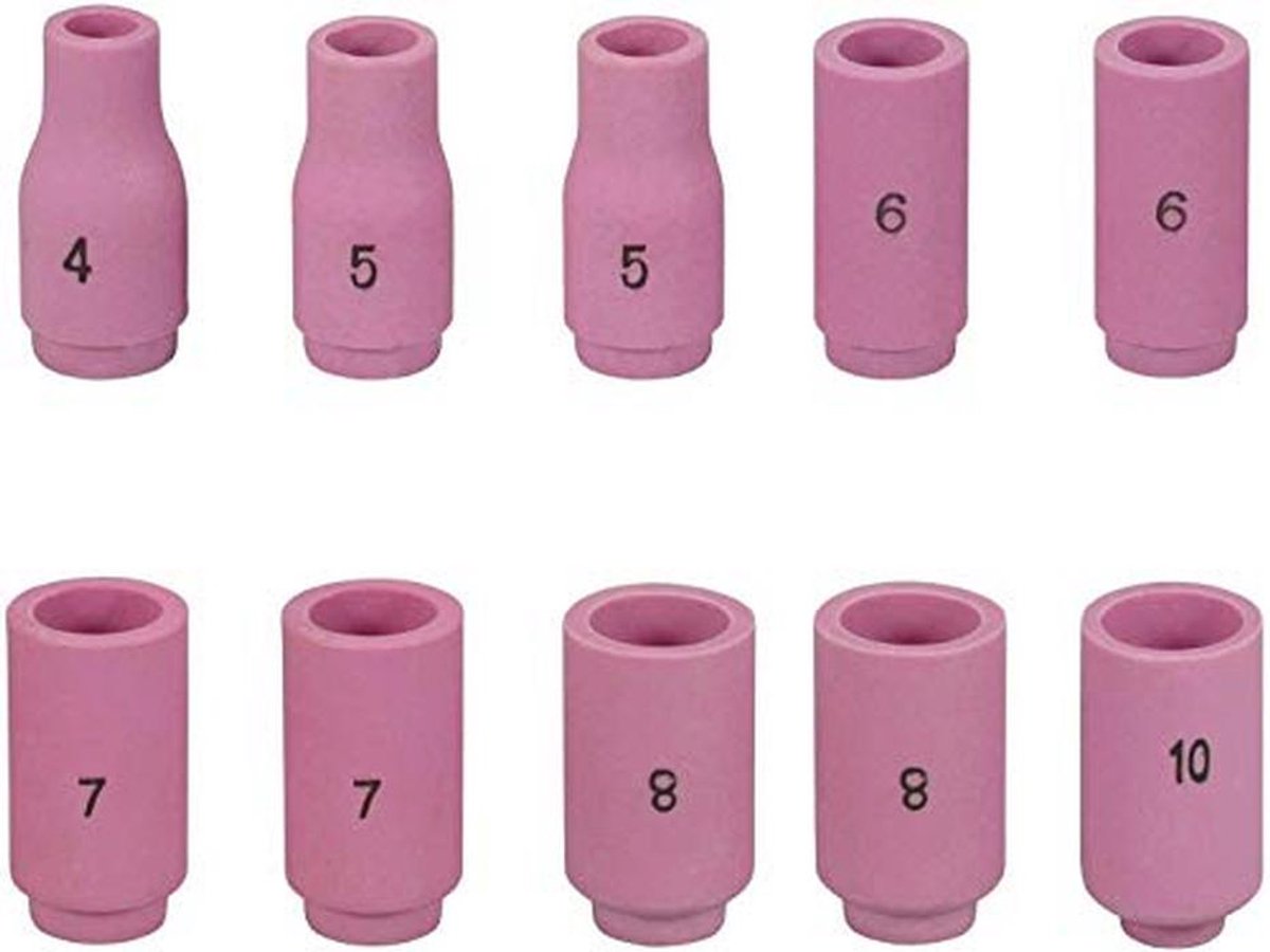 TIG Alumina Nozzles en Lijkwade Shields - 10 Stuks Keramische Cups voor TIG Lastoorten