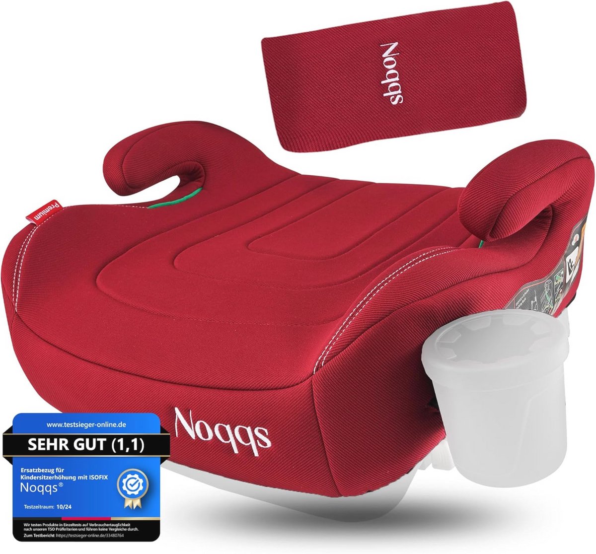 Noqqs® Vervangende hoes voor kinderzitverhoger | wasbaar, incl. gordelkussen rood (rood)