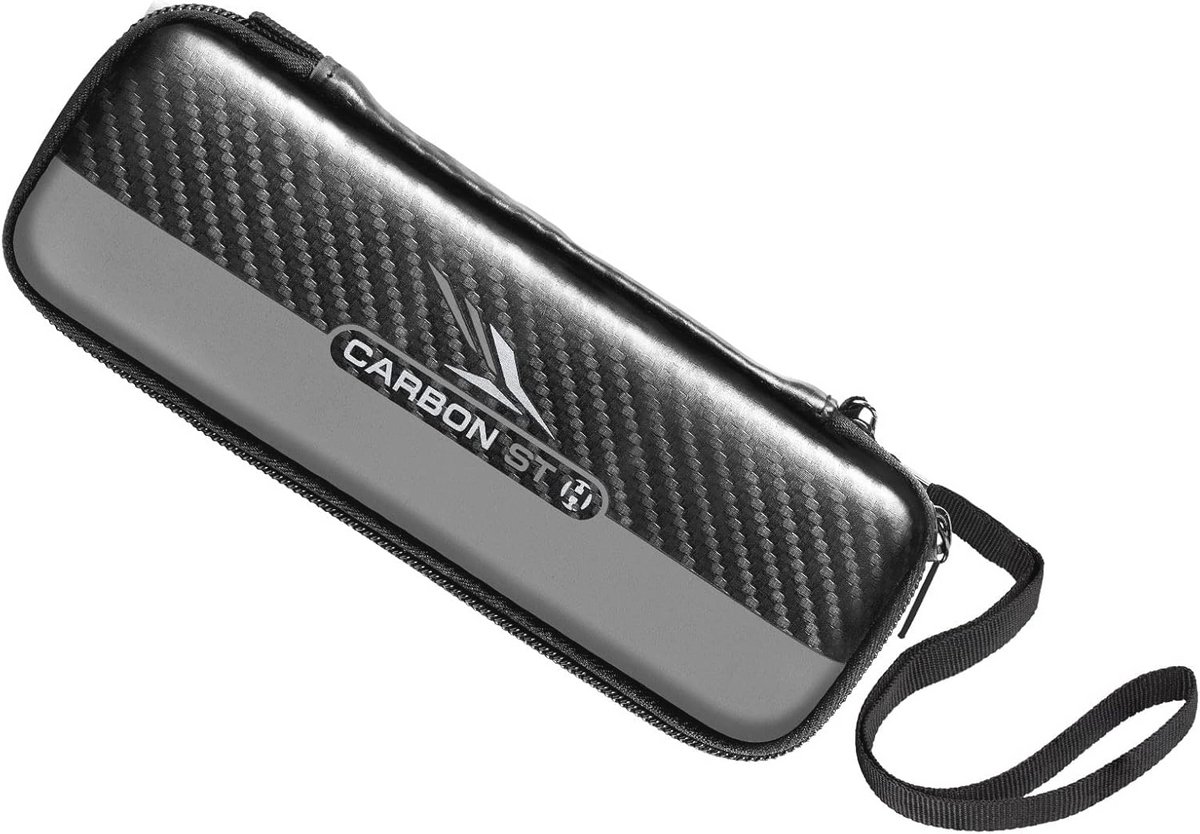 Harrows Dartskoffer Carbon ST Pro 3 | Dartkoffer Dartshouder I Dartskoffer voor 3 darts | Beschermend EVA-materiaal | Professionele dartaccessoires I Biedt plaats aan 3 volledig (Grey)