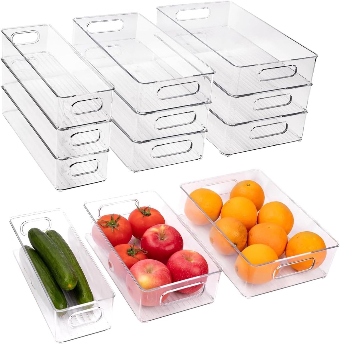 Unyqoos® Set van 9 Transparante Organizers voor Koelkast en Meer met Handgrepen