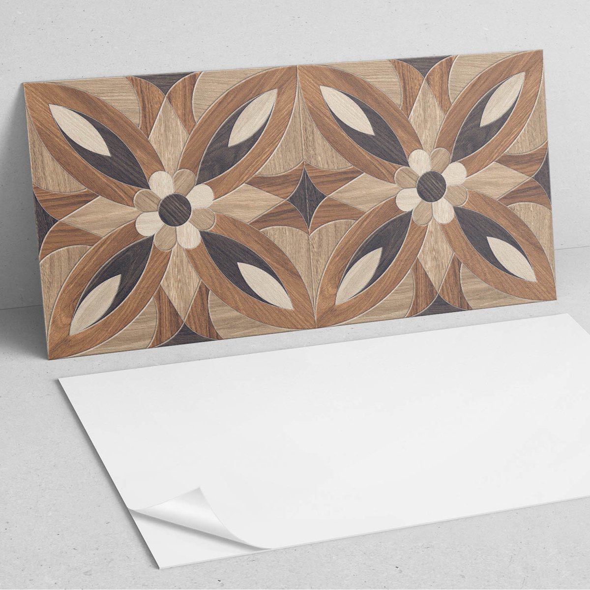 Coloray Wandpanelen Zelfklevend - Bloemenpatroon van hout PVC Wandpaneel - 100 cm x 50 cm
