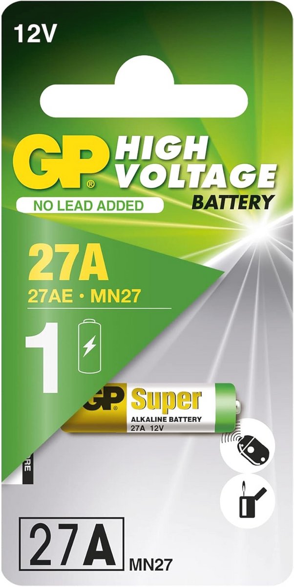 Hoogspanningsalkaline batterij 12V - blisterverpakking van 1 stuk