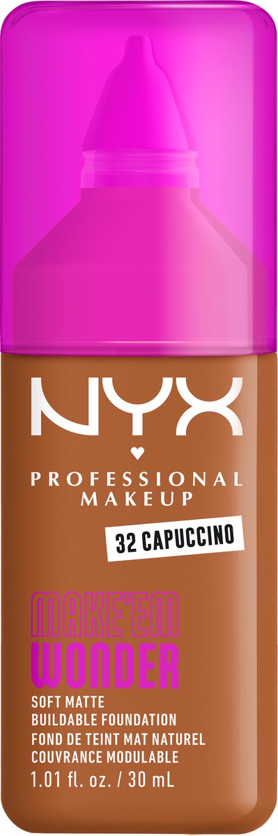 NYX Professional Make Up Make 'EM Wonder Foundation - Zachte matte finish - Met huidverzorgende hyaluronzuur - Capuccino