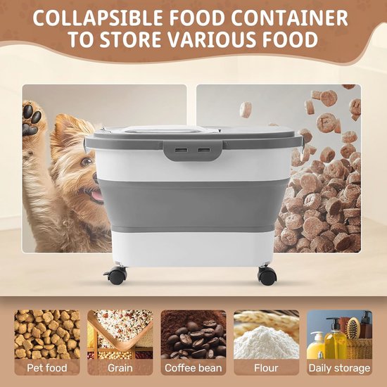 BUYTER 3-in-1 TPE-huisdierenschep Opvouwbare Graanzakhouder Maatbeker Hondenvoer Lepel (M, Groen