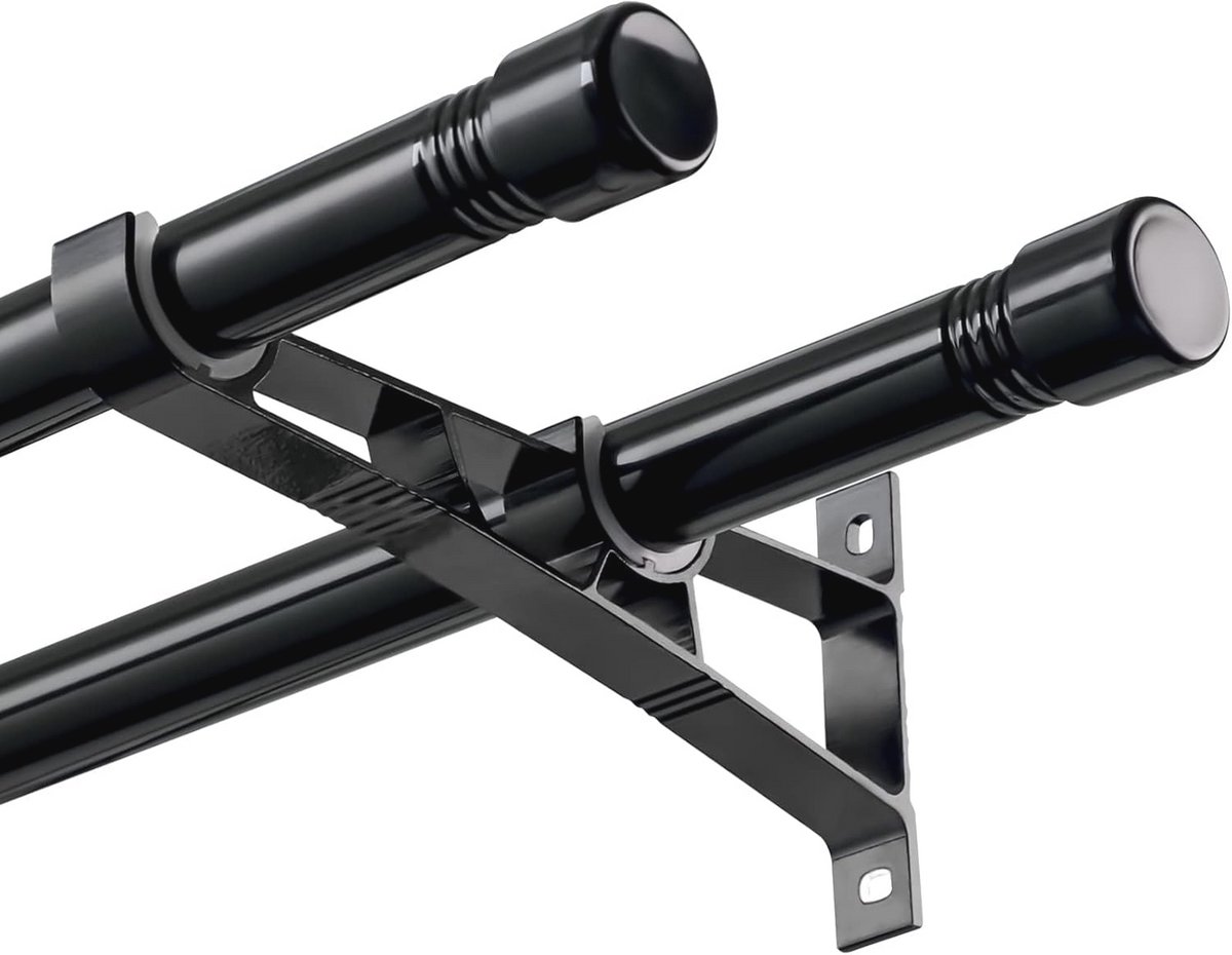 Zwarte Gordijnroede 76-149 cm - Uittrekbare metalen wandmontage voor verduisterings- en outdoorgordijnen