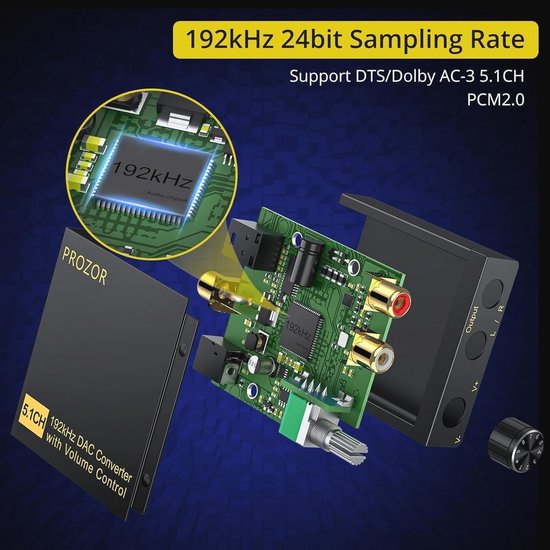 Optische naar RCA Converter - 5.1CH Dolby-AC3 Met Volumeregeling - DAC Decoder voor HDTV Blu-ray en PS4 — afbeelding 3