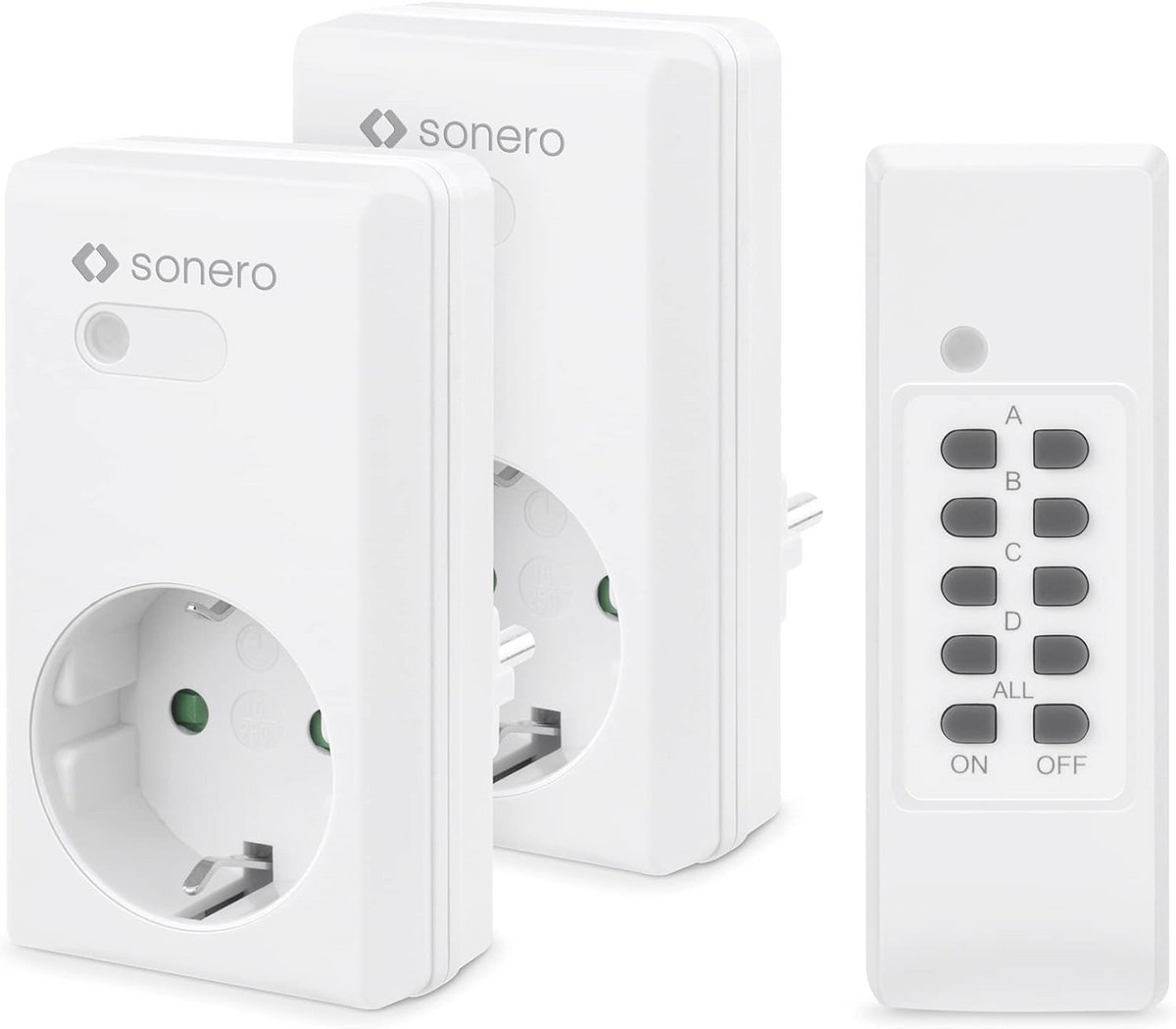 Draadloze Contactdoosset met Afstandsbediening - 2 Stuks, 1100 Watt, Max. 30m Bereik, Binnengebruik, Wit