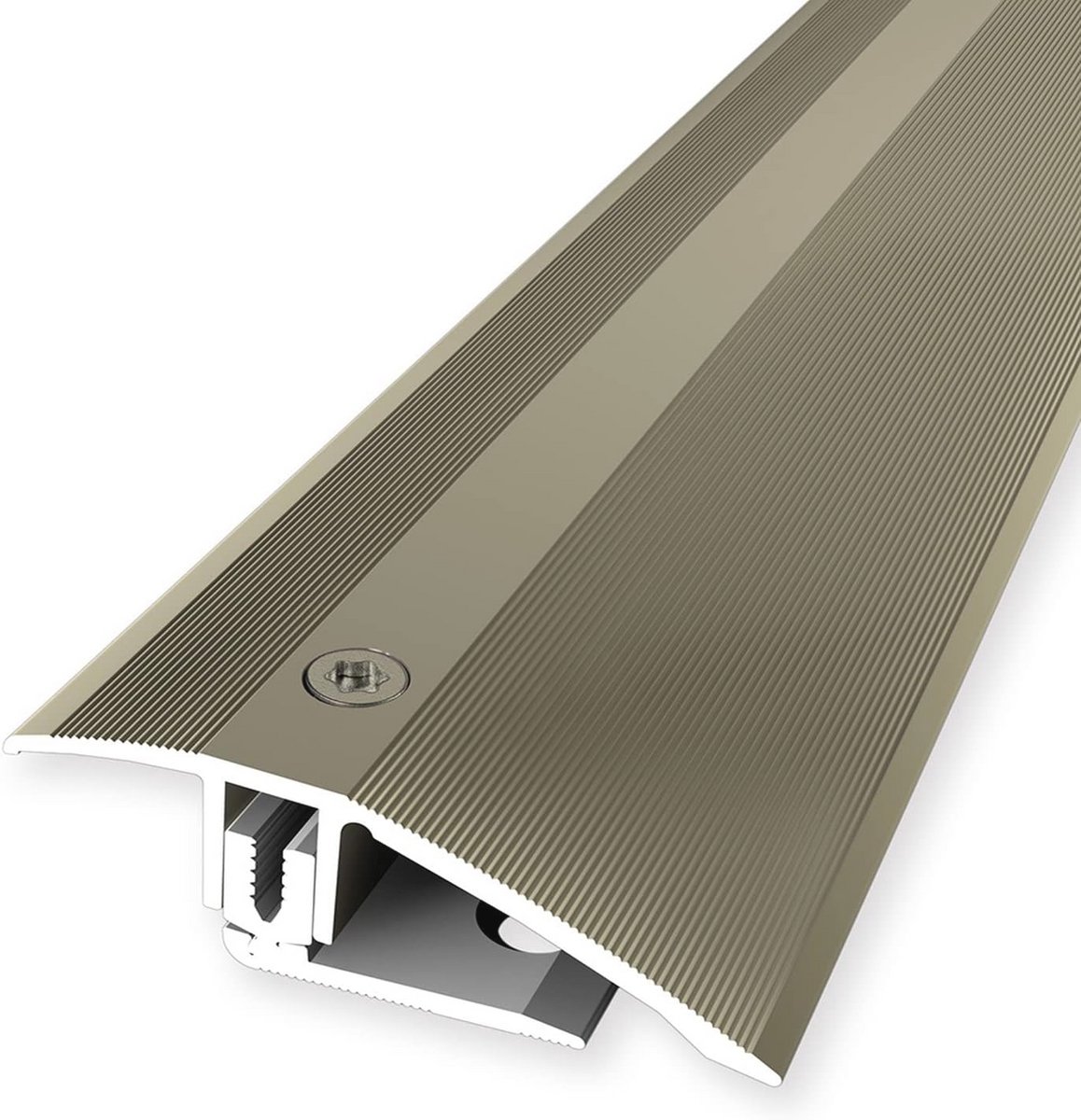 Flexibel Compensatieprofiel Dorpel voor Parket - 51mm Breed, 7-23mm Hoogteverschil, 900mm Lang - Aluminium in Zandkleur