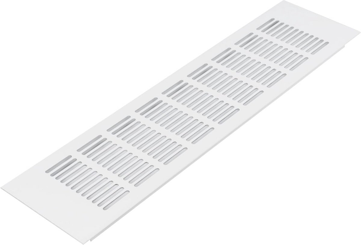 Wit Aluminium Ventilatierooster 400 x 100 mm - Rechthoekig In- en Uitlaatrooster voor Vloer, Muur en Deurkanalen