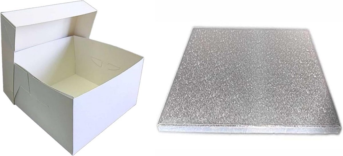 Witte Taartdoos en Zilveren Taartdrum - Perfect voor Bruiloften en Feestjes (9 Inch)