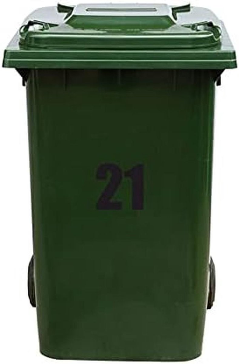 Sticker voor Afvalcontainer Nummer 21 Antraciet Duurzaam Waterbestendig