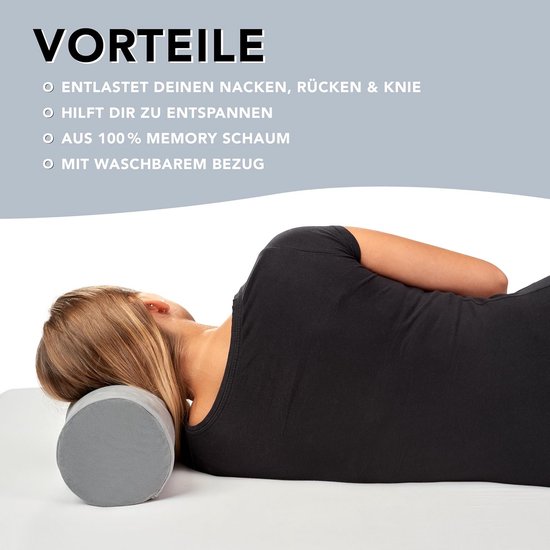 Ergonomisch Nekrol Kussen van Visco-Schuim voor Nek, Knie en Yoga - Ø 15 x 40 cm — afbeelding 4