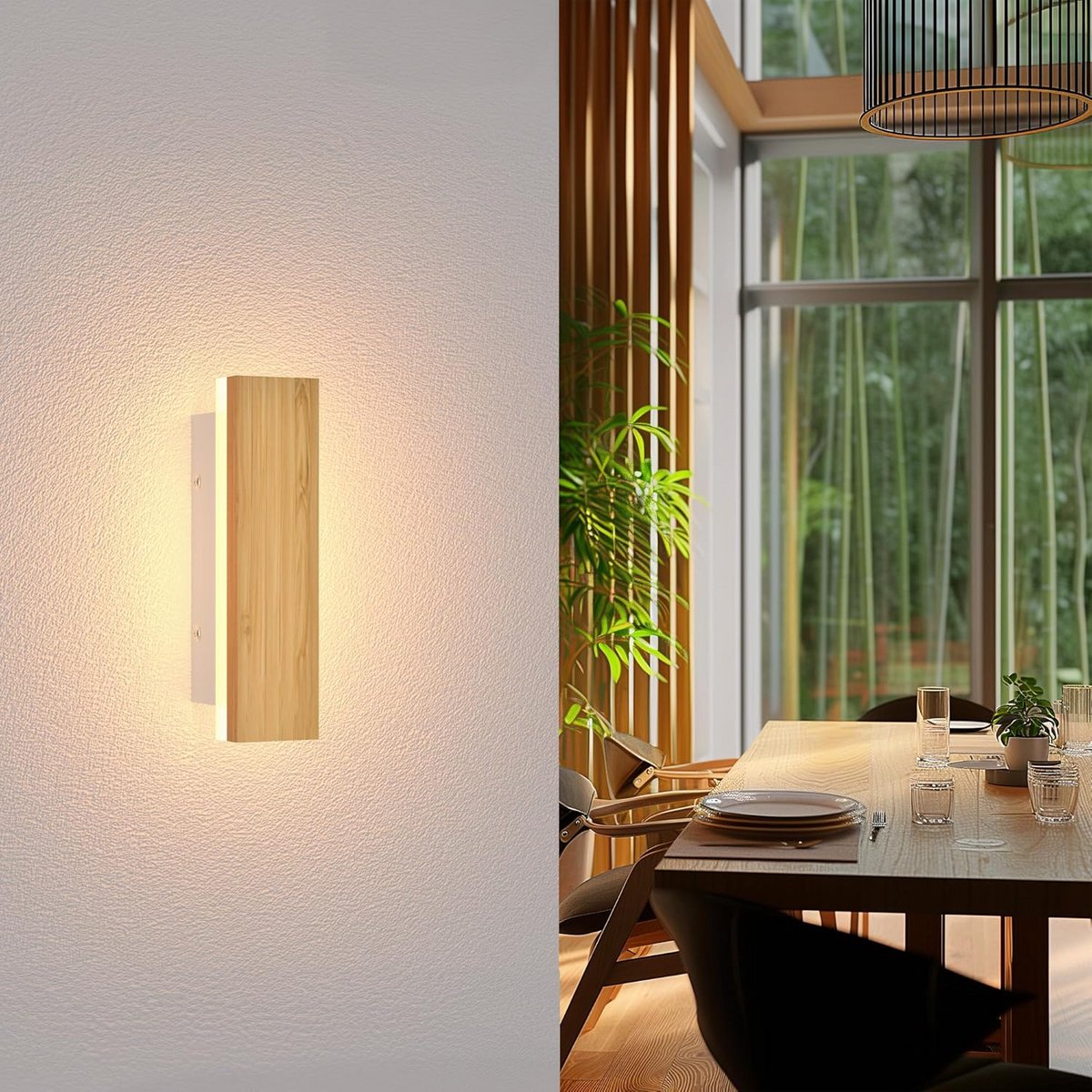 Moderne LED Wandlamp in Bamboe voor Binnengebruik - Sfeervolle Verlichting voor Slaapkamer