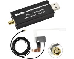 Digitale Radio Adapter - DAB+ Ontvanger - Auto Audio - Externe USB Dongle - 3m Antennekabel - Zwart