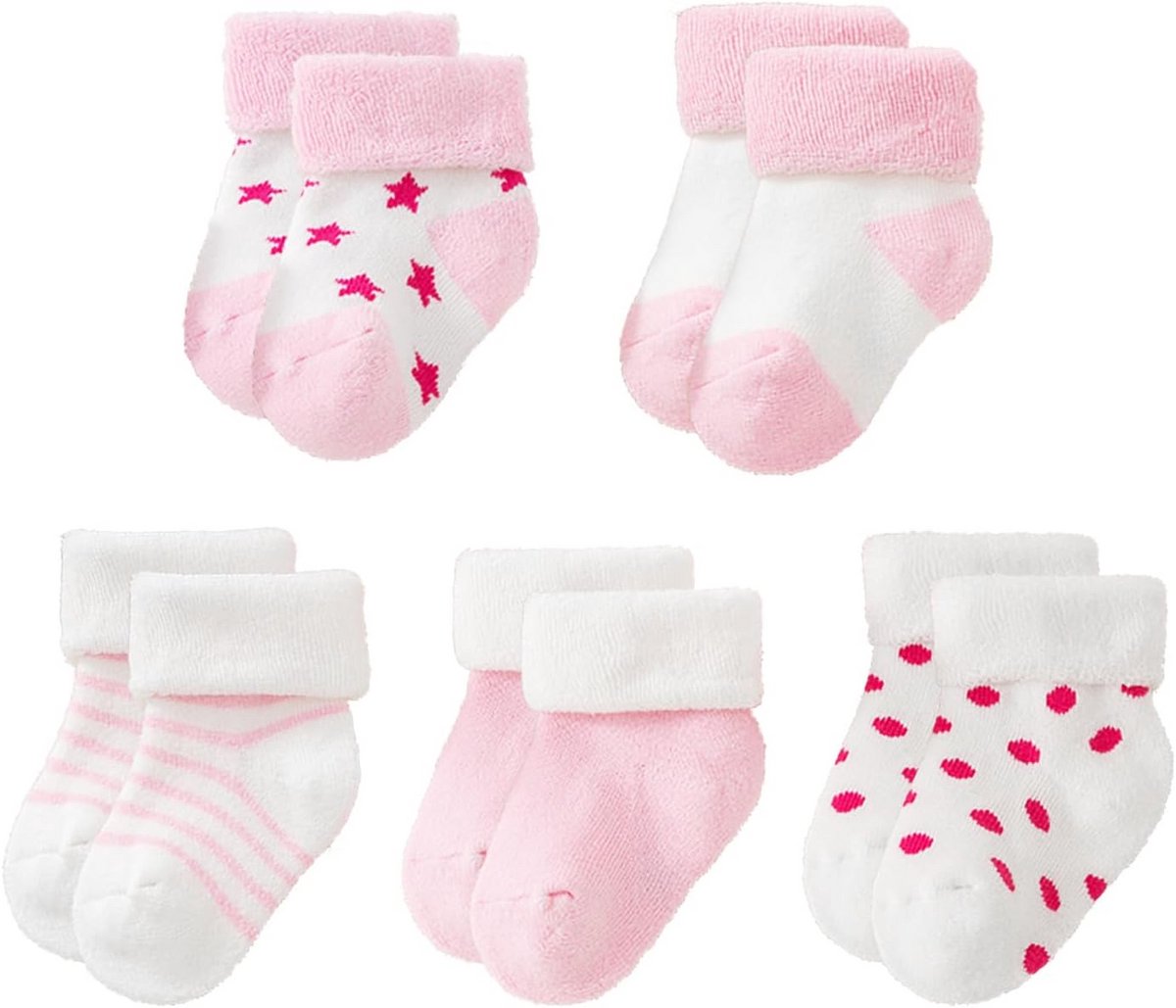 Thermische baby sokken 5 paar voor 0-6 maanden, antibacterieel en deodorant, warm voor meisjes