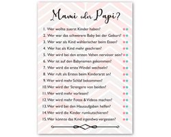 Grappige Babyshower Spelletjes voor Mama en Papa - Babynamen Raden en Raadspel met 20 Speelkaarten
