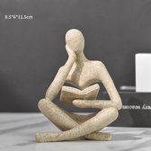 XYQXYQ Hars denker standbeelden decor, 3 stuks abstracte zittende sculpturen, boekenplank bureau beeldjes, thuiskantoor woonkamer plank accenten, gouden middelpunt tafeldecoraties (goud
