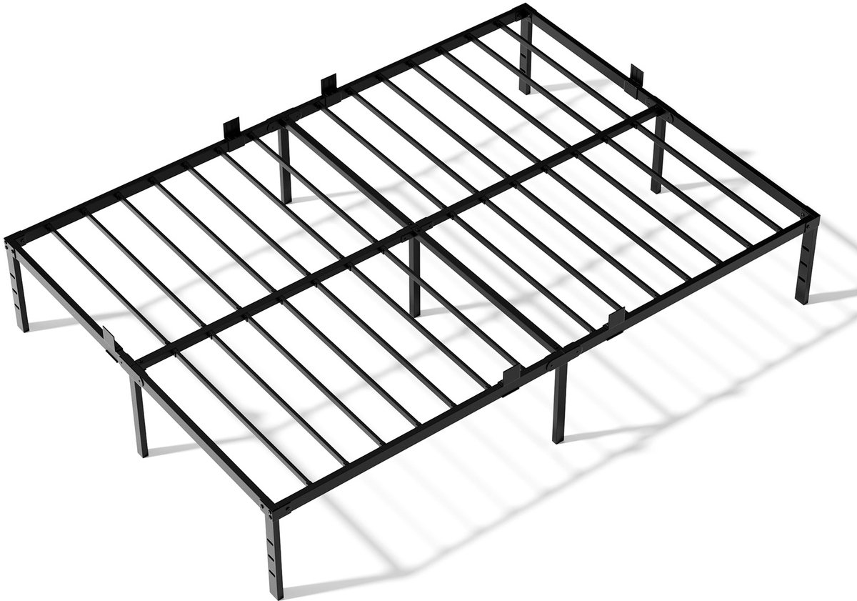 CECIPA heavy duty metalen bedframe - Metalen Bed 140x200cm Zwart - Tweepersoonsbed Met Lattenbodem en 32 cm Opbergruimte - Voor 2 personen - Draagkracht 480 kg