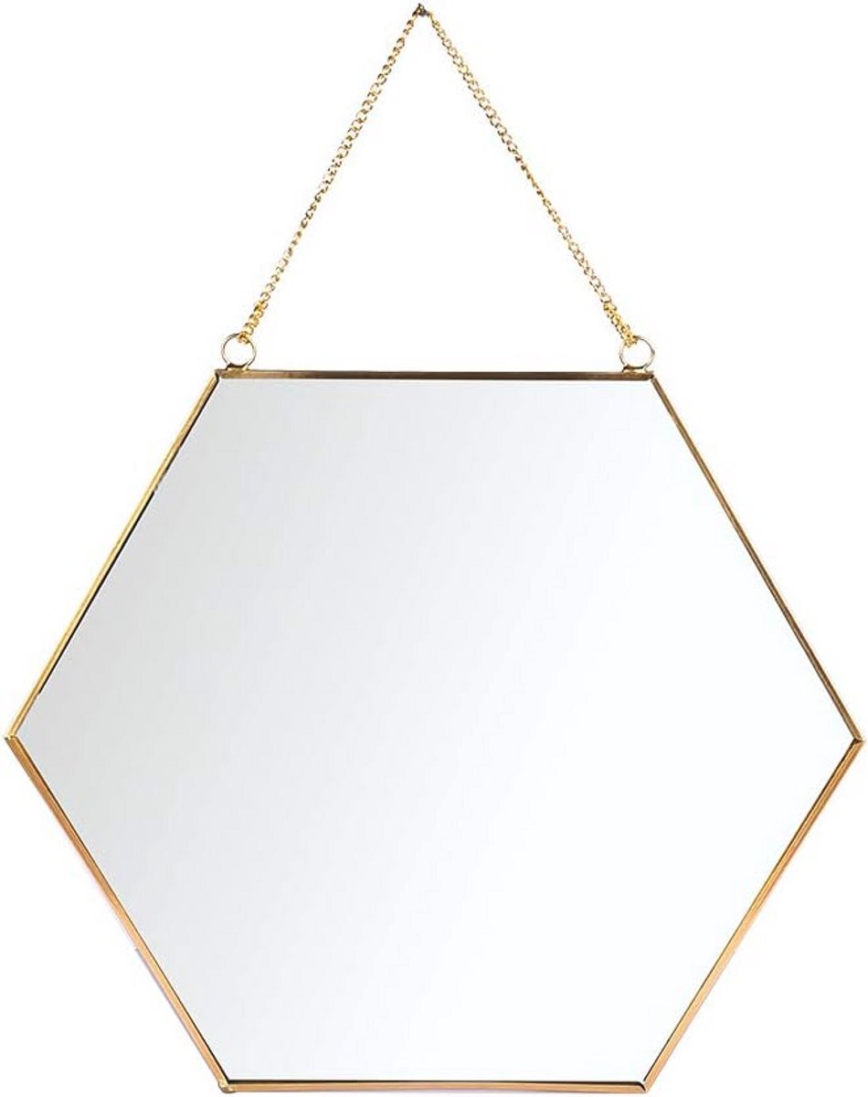 Geometrische Zeshoek Spiegel met Ketting voor Badkamer, Slaapkamer en Woonkamer - 240x208mm